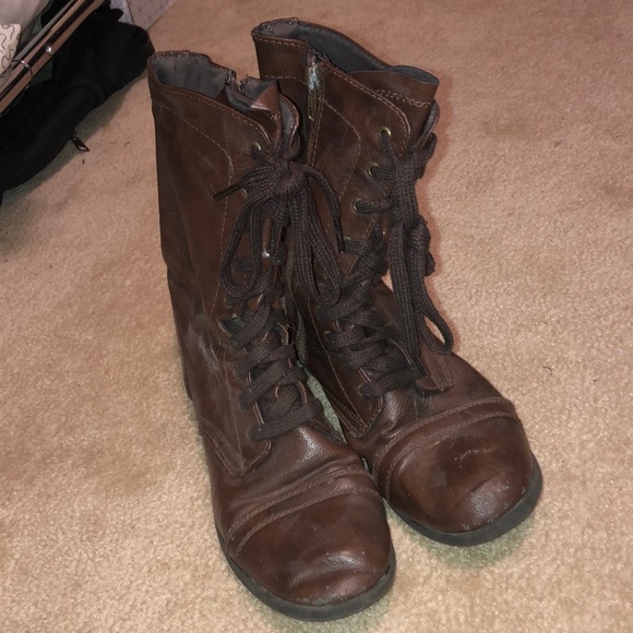 Brown combat boots - Picture 2 of 4